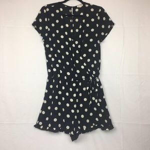 Madison Jules black & White polkadot Romper Size L